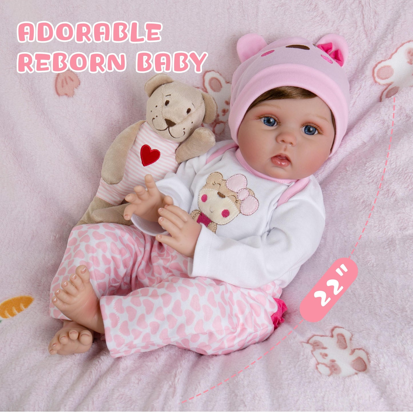 Ekokiz Lifelike Reborn Baby Dolls 22-Inch Realistic Newborn Baby Dolls That Look Real Cloth Body Real Life Baby Doll Girls With