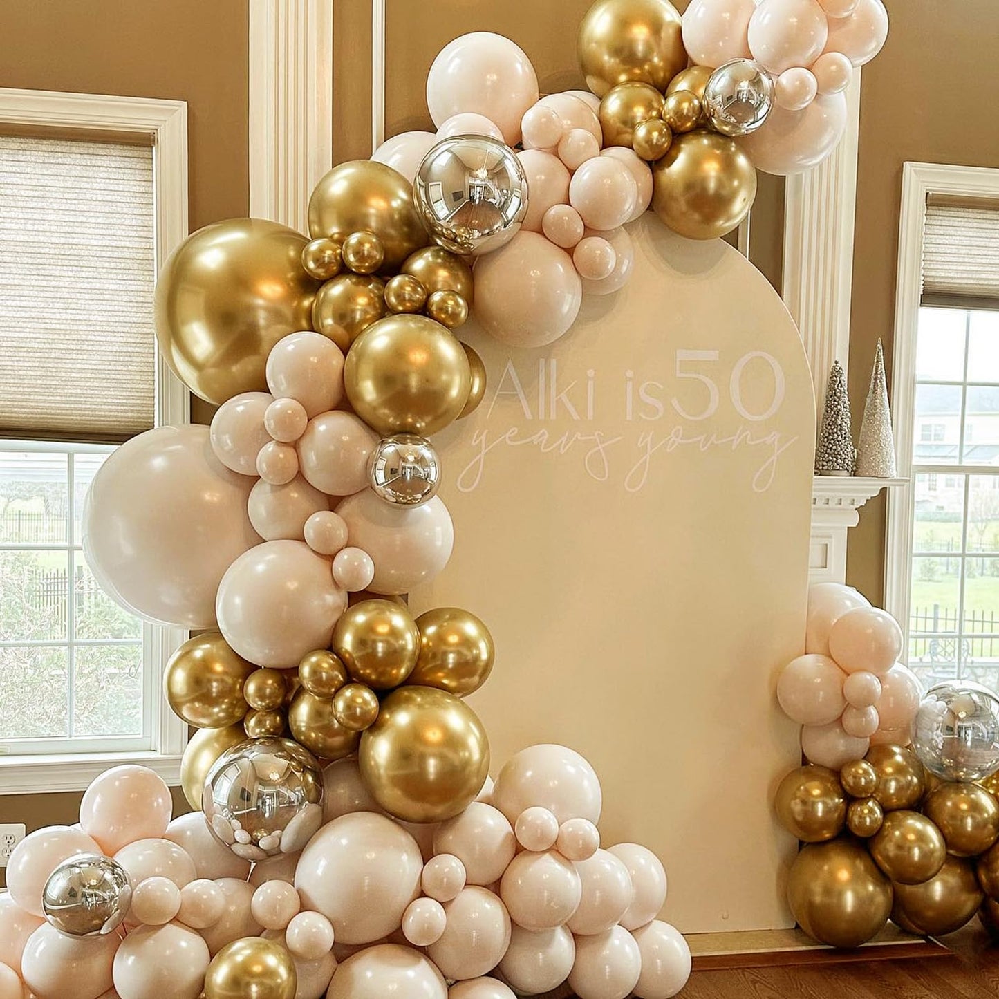 Double Stuffed Cream Beige Balloons, Pastel Beige Balloon Arch,18 12 10 5 Inch Double Stuffed Cream Beige Balloon Different Size