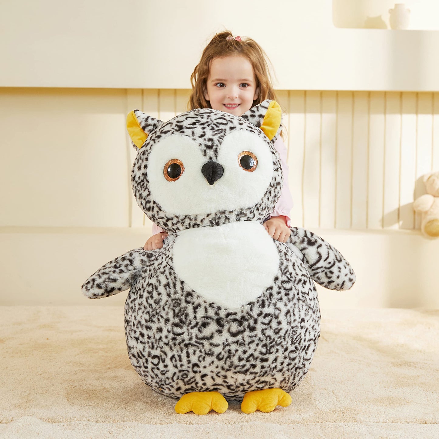 Earthsound Giant Owl Stuffed Animal Plush Toy,Large Owl Cute Jumbo Soft Toys,Big Size Huge Fluffy Plushy Oversized Fat Plushie,G
