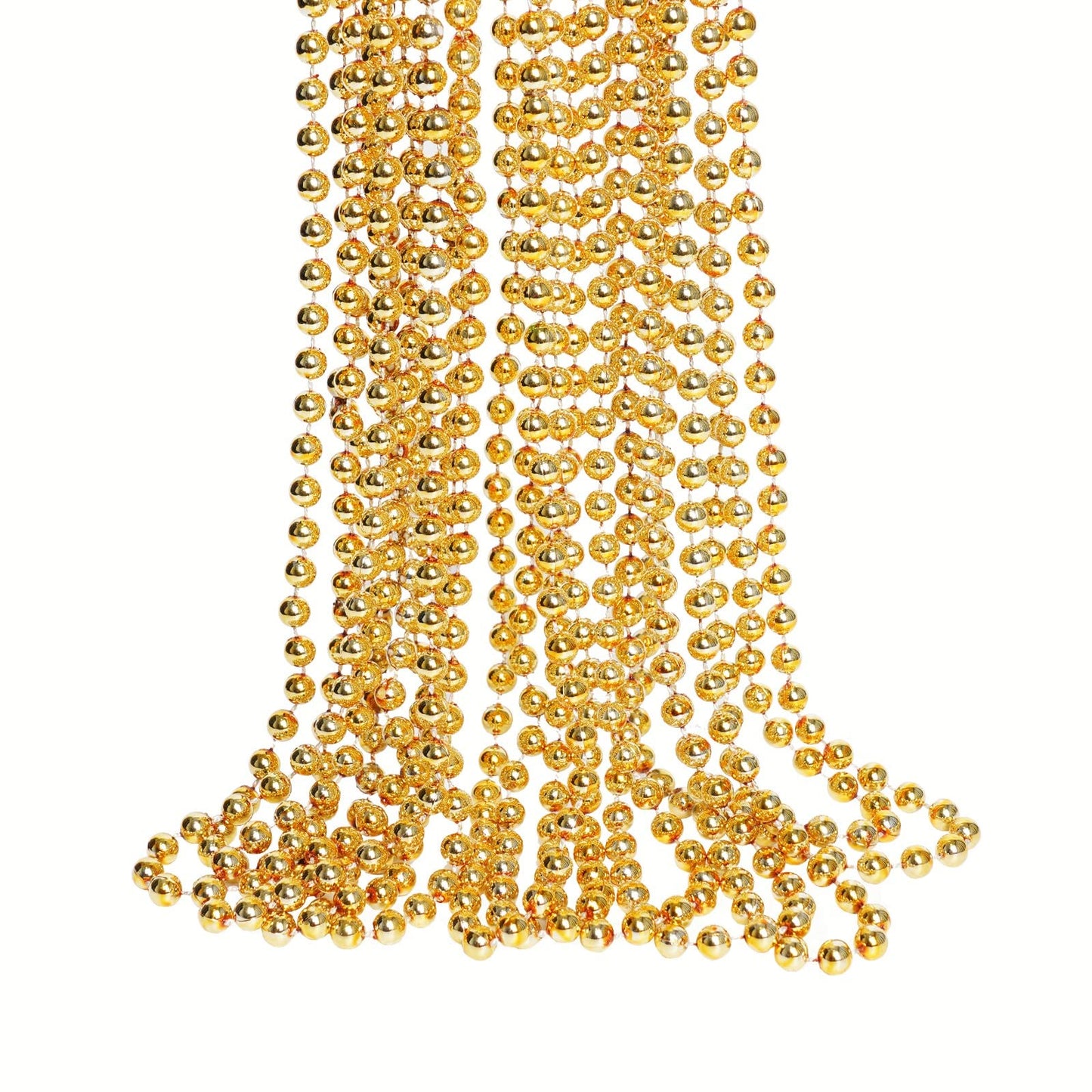 ZZYFGH 33'' 7mm St Patricks Day Beads Necklace, Mardi Gras Beads Necklace Bulk, Metallic Gold Beaded Necklace, Party Costume Nec