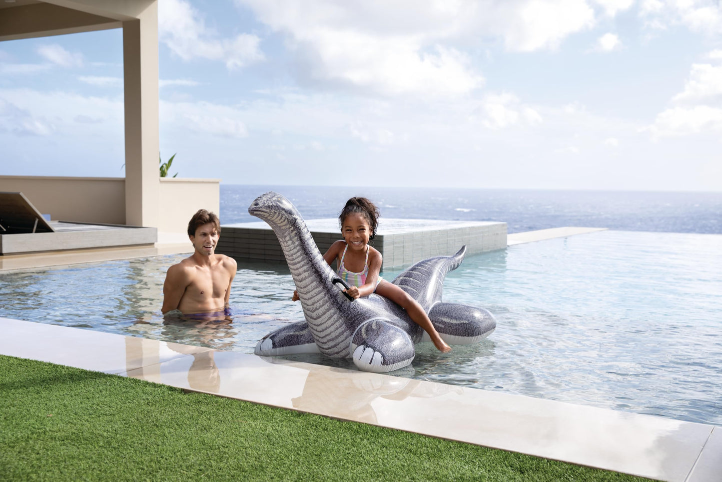 Intex Brontosaurus Inflatable Pool Float: Pool Toy For Kids - Heavy-Duty Handle - 88Lb Weight Capacity - 70'' X 37'' - For Ages