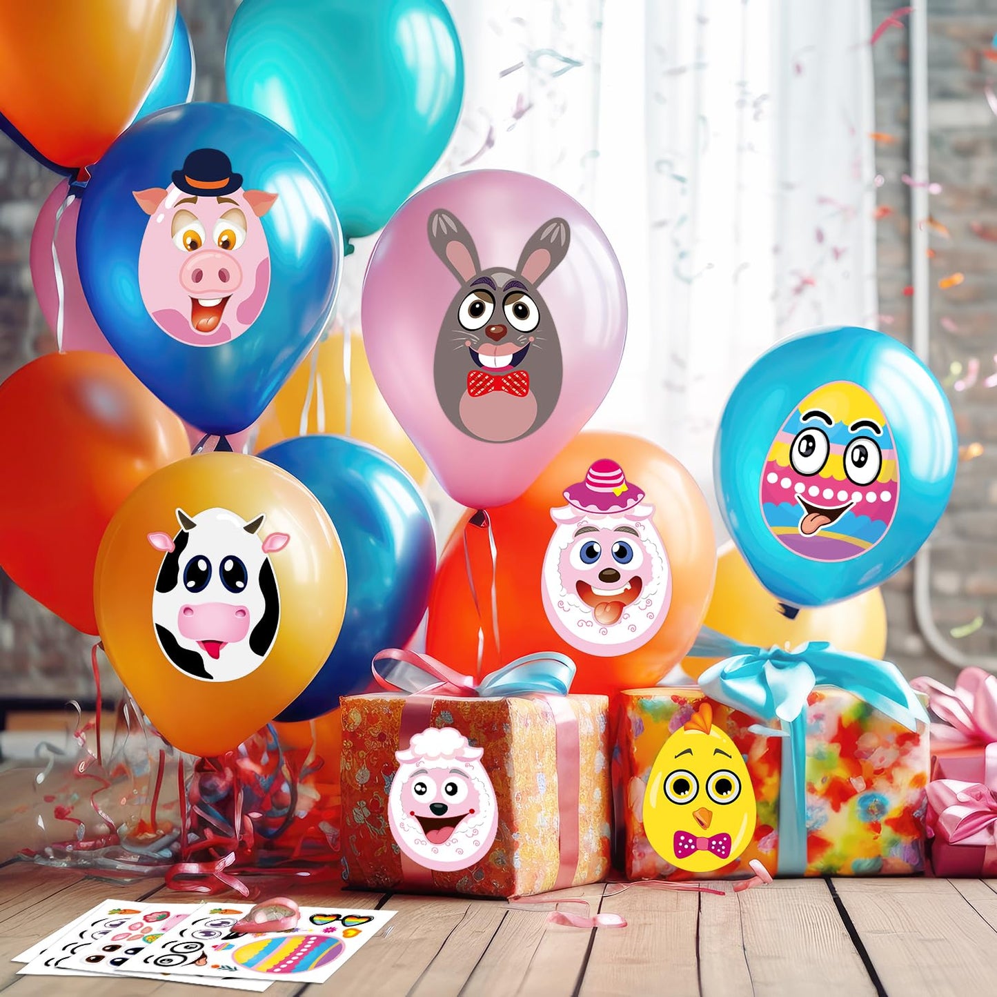 Smilinfit 24 Sheet Easter Stickers For Kids Toddlers, Easter Basket Stuffers, Make A Face Sticker Sheets Easter Crafts Activitie