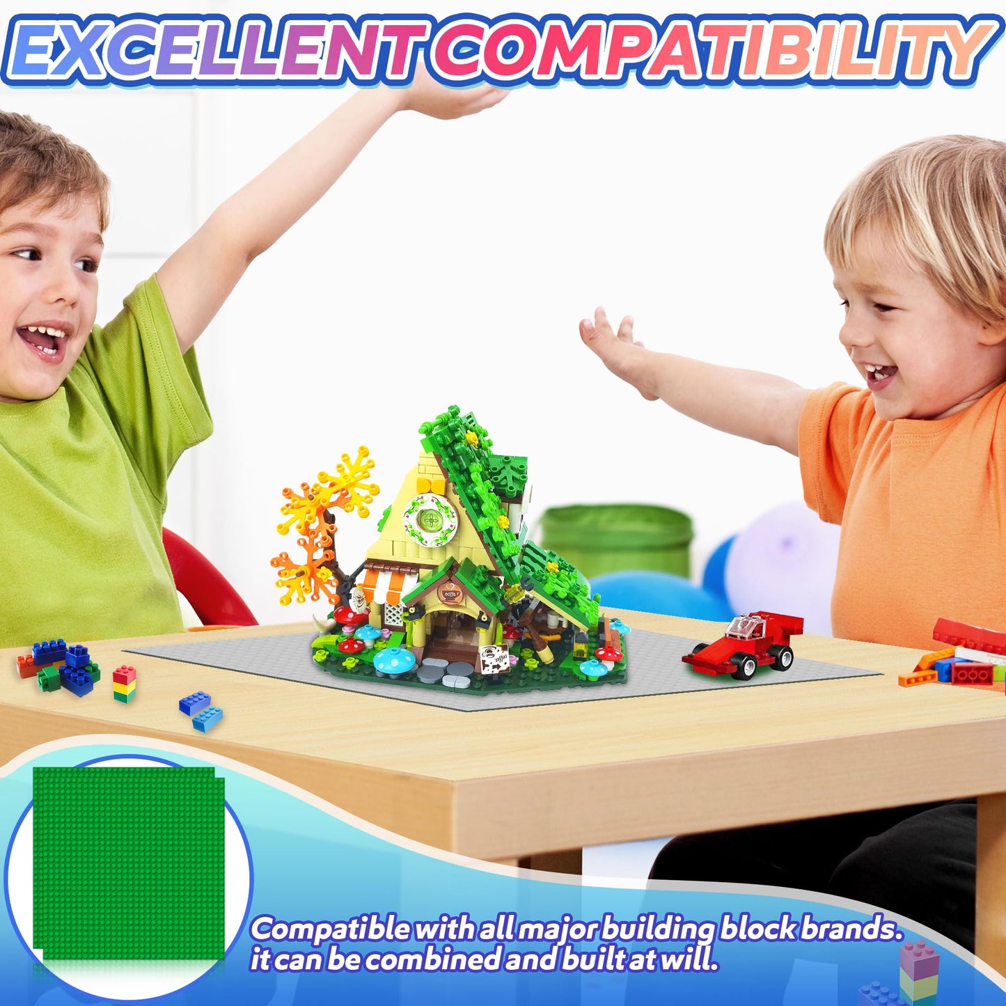 2 Pack Classic Baseplates Building Board For Building Bricks, Compatible With Lego, Platforms Base Building Sheet For Table Buil