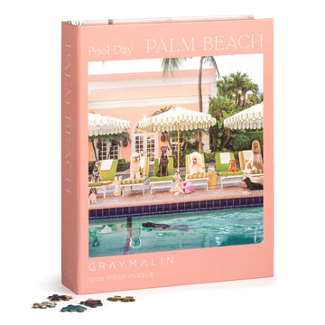 Galison 1000 Piece Puzzle - Gray Malin Palm Beach Dogs Photography in Magnetic Keepsake Book Box, Cardboard, Model 9780735383814