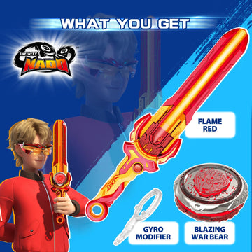 Infinity Nado Battling Toys Battle Set with Spinning Top & Sword Launcher, Flame Red, Model EU654122, for Ages 5-12