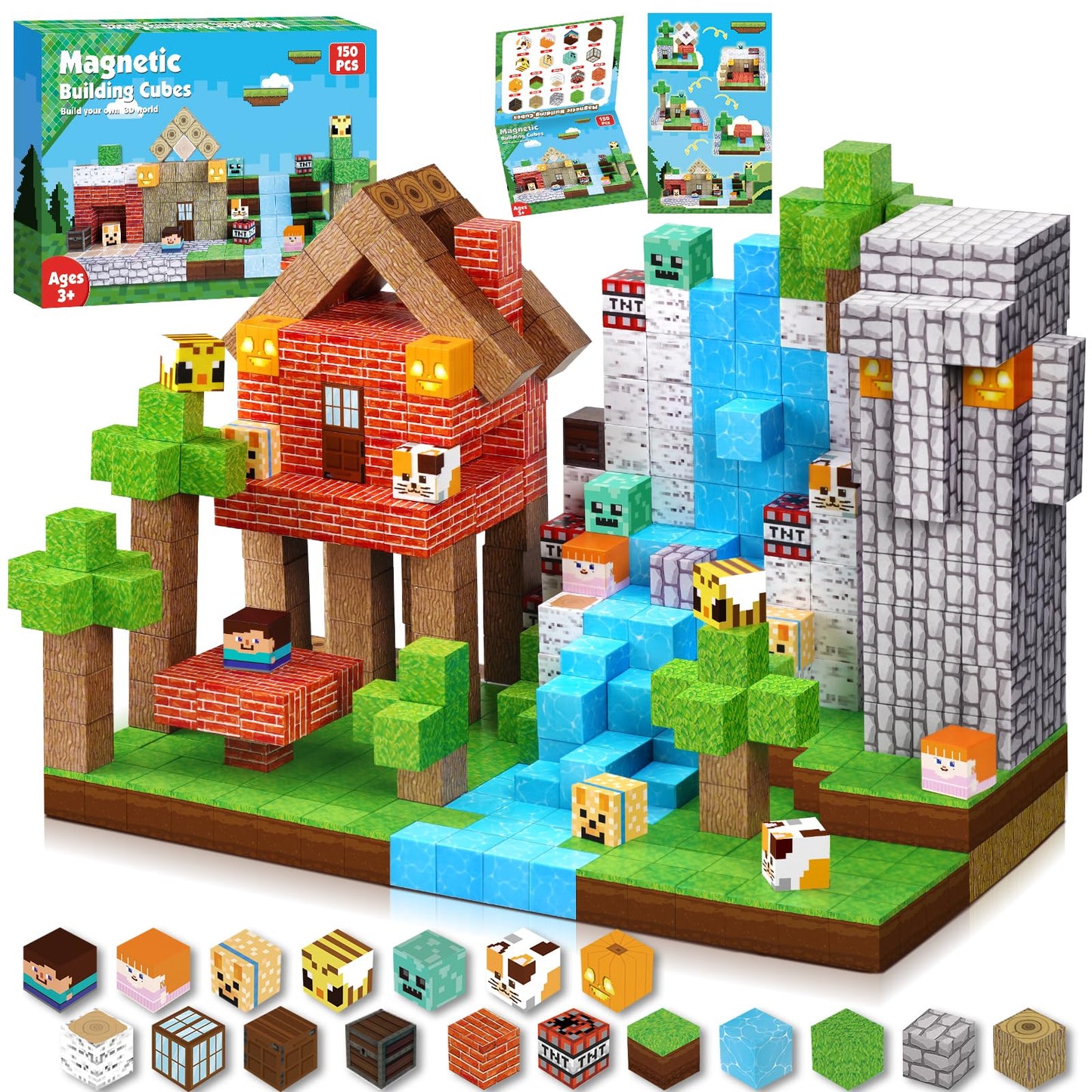 150Pcs Magnetic Blocks - Magnetic Building Blocks Magnetic Tiles Stacking, Stem Montessori Sensory Toys For Toddlers Kids Boys G
