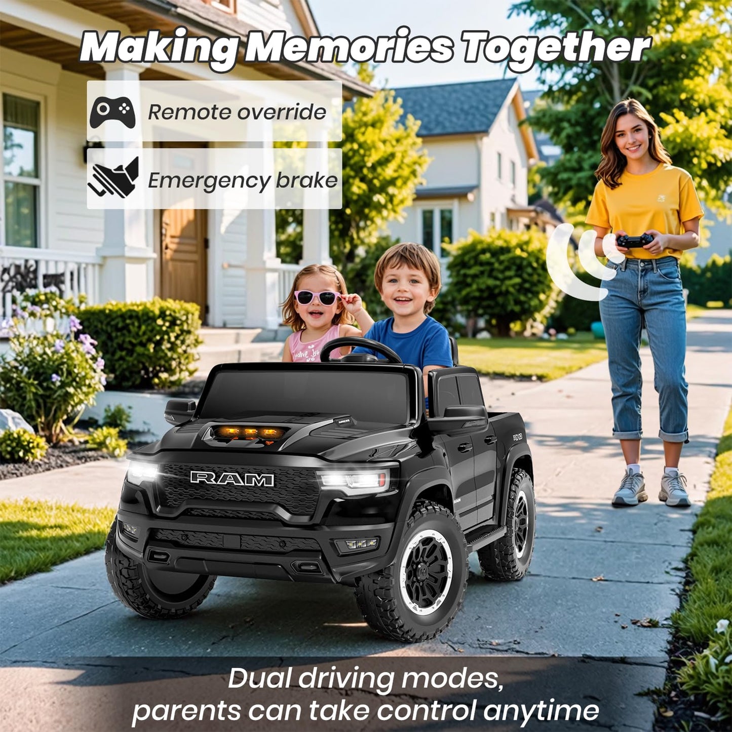 Segmart Electric Car for Kids, Licensed Ram 1500 RHO, 24V Ride on Toys for Big Kids, Battery Powered with Parent Remote Control,