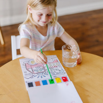 Melissa & Doug Paint With Water - Vehicles, 20 Perforated Pages With Spillproof Palettes