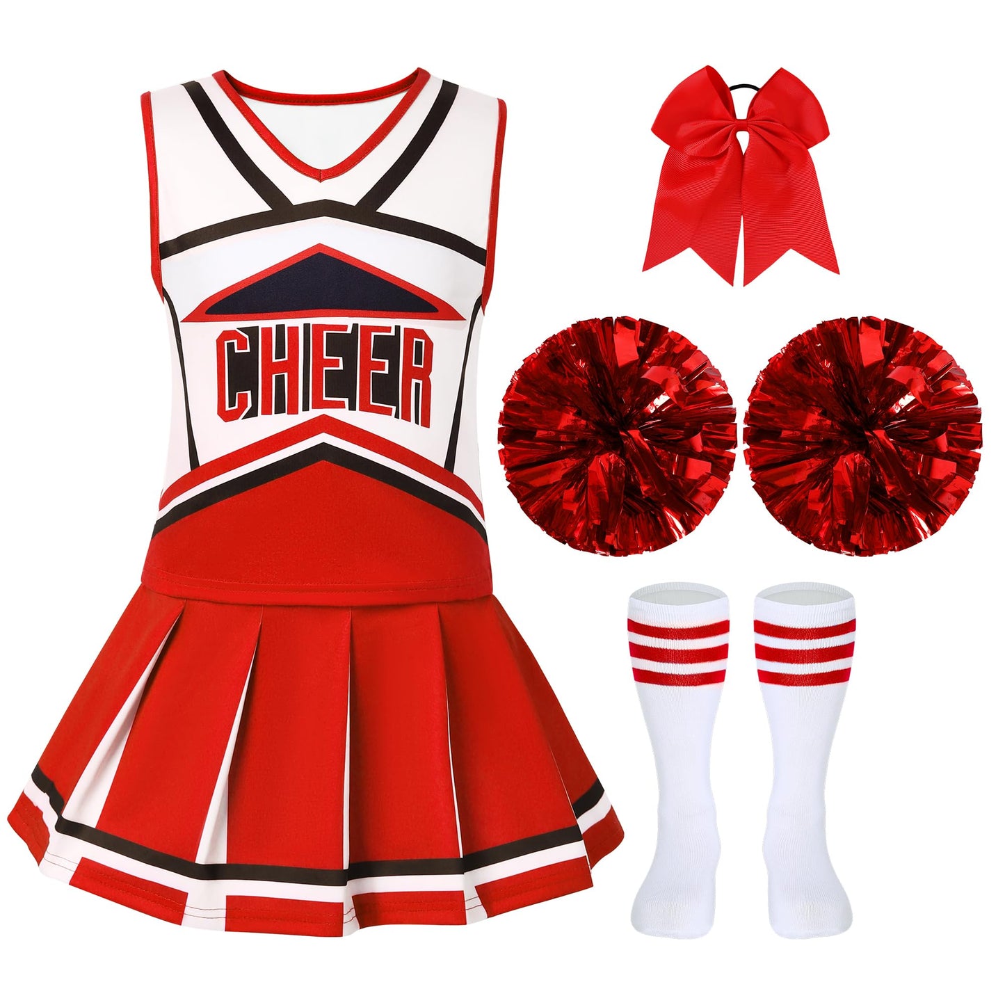 Woohand Girls Cheerleading Outfit 7-8 Cheerleader Costume For Girls Cute Cheerleading Outfit Cheer Uniform For Halloween Dress U