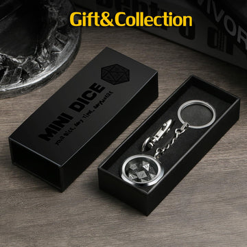 Mini DND Dice,DNDND 6mm Metal Dice Set with Kyechain Silver Stailess Steel Case and Gorgeous Gift Box for Dungeons and Dragon D&