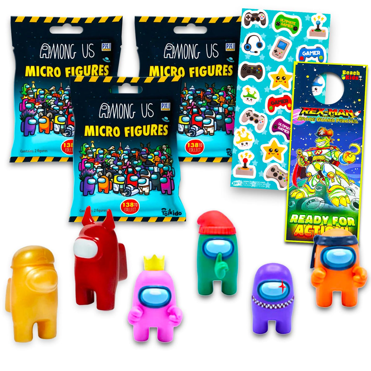 P.M.I. Among Us Party Favors Pack for Kids, Boys, Girls Video Game Party Favors Pack with 3 Blind Bags Collectible Crew Friend