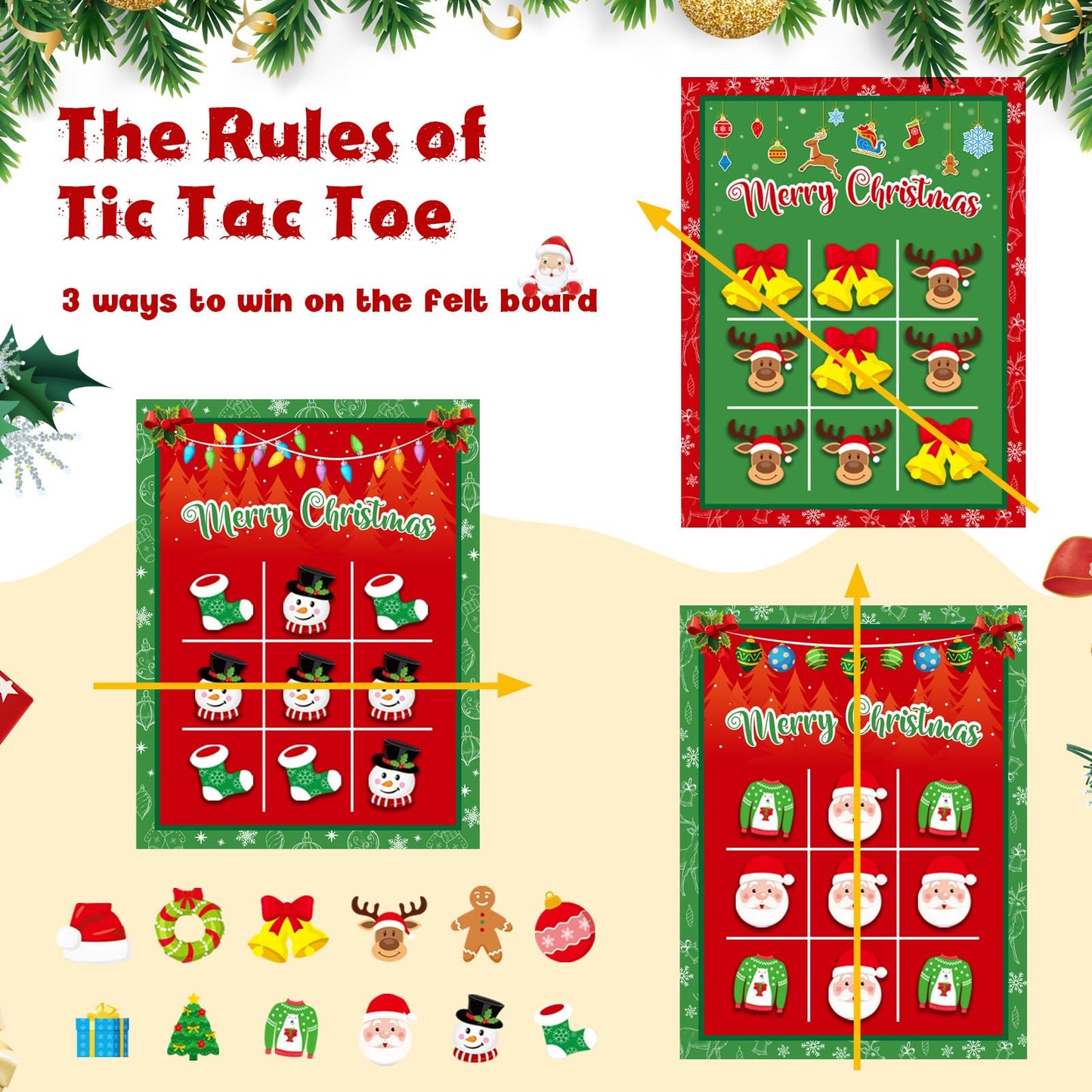 Capoda 24 Pack Christmas Party Favors Gift Christmas Tic Tac Toe Strategic Board Game For Family Happy Christmas Stocking Stuffe