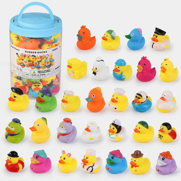 Smartyeen 30Pcs Rubber Ducks Bath Toys For Toddlers 1-3,Assorted Duckies Bathtime Soft Baby Pool Toys Birthday Gifts