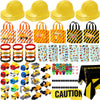 Sratte 148 Pcs Construction Birthday Party Supplies Include 12 Construction Hats, 24 Truck Toys, 12 Vehicle Stickers, 12 Silicon