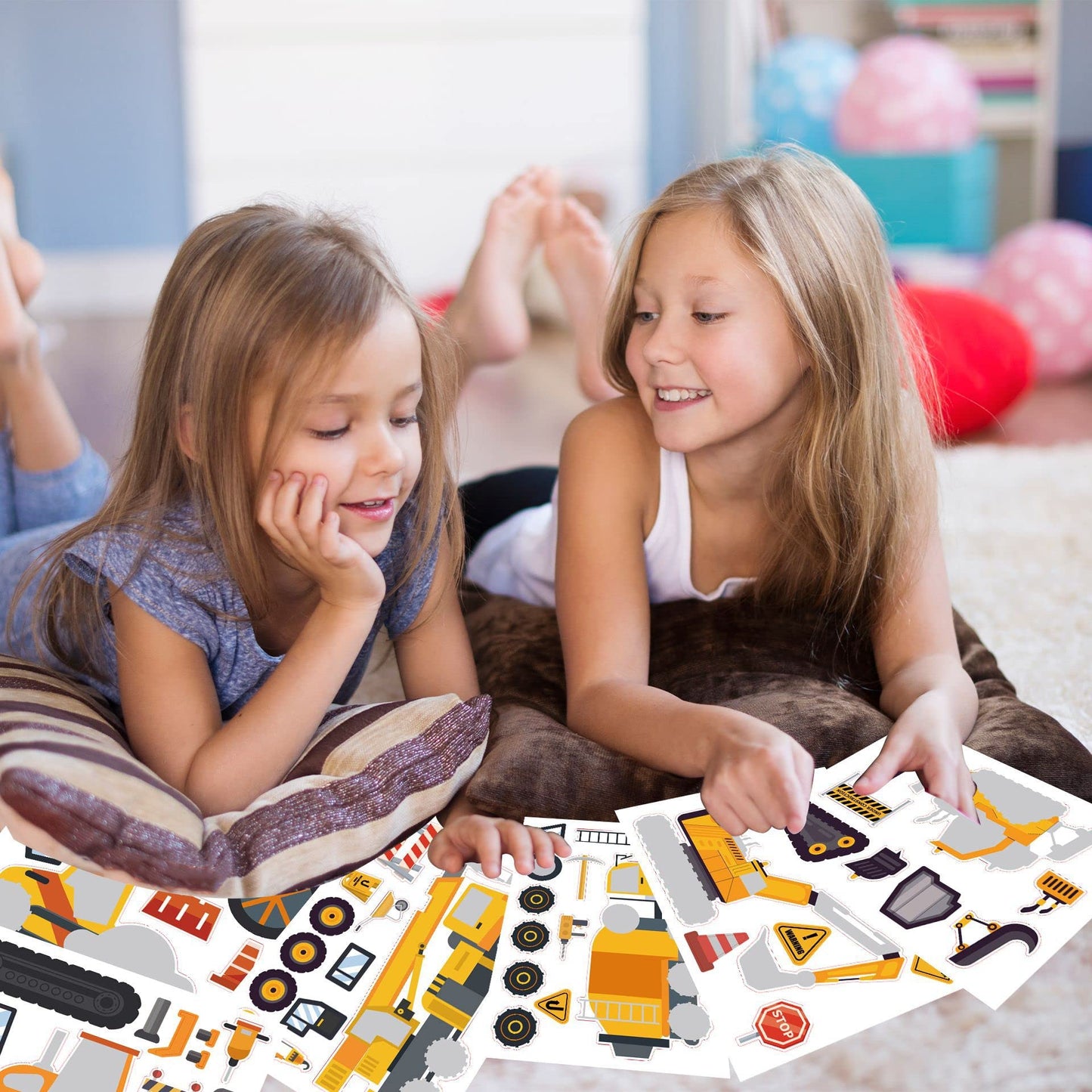 24 Sheets Make Your Own Construction Stickers Make A Face Stickers For Kids Toddlers With Trucks Diy Craft Stickers Kids Truck T