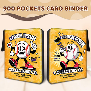 Wazzio 900 Pocket Baseball Card Binder Trading Card Storage Album with 50 Durable 9-Pocket Pages Baseball Design on Pocket Card Packs Gifts for Zipper Closure Collector's Album