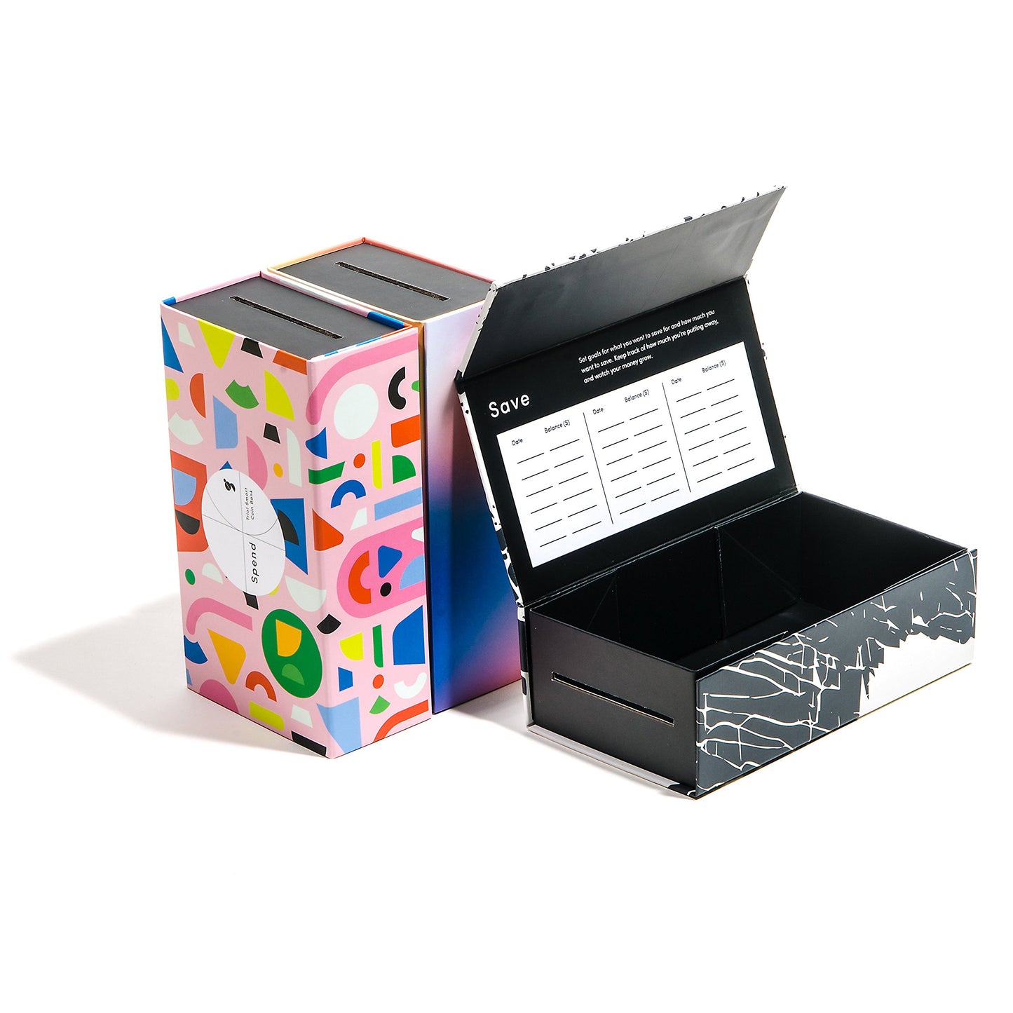 Giantsuper Trio! Smart Coin Bank - 3-in-1 Money-Wise Educational Piggy Bank in Black and White, Gradient, Primary Colors