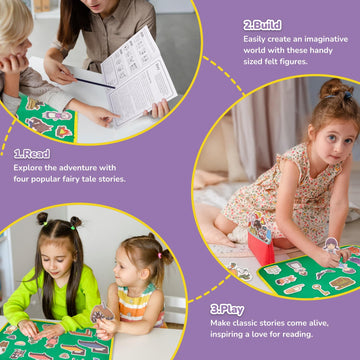 CHEFAN 12 Pack Felt Board Stories Set,Fairy-Tales Flannel Board Stories with a Foldable Board for Preschool Activities,Included