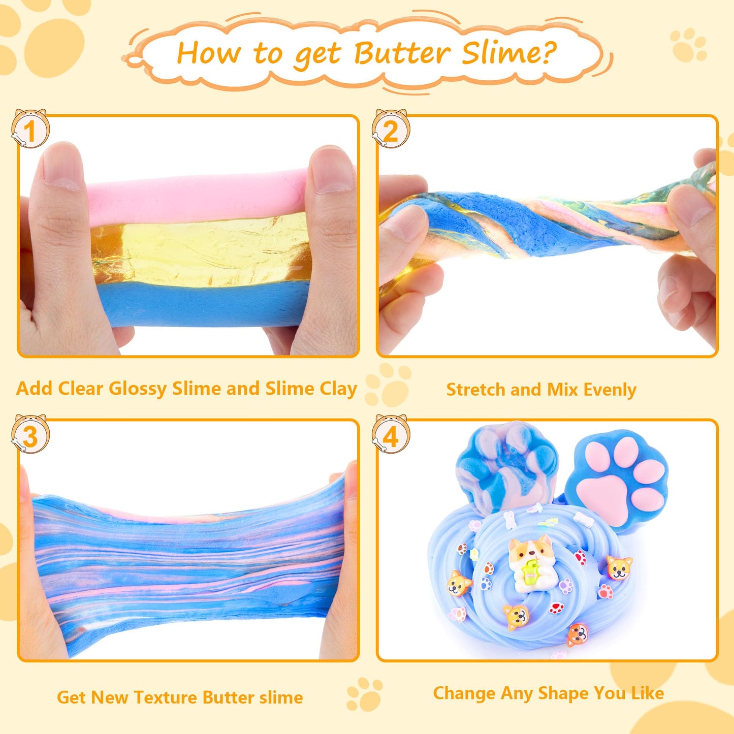 Corgi Yellow Slime Kit - Big Bucket with Slime Clay, 9 Add-ins, Crunchy Slime Sensory Toys, Slimes Party Favors for Girls & Boys