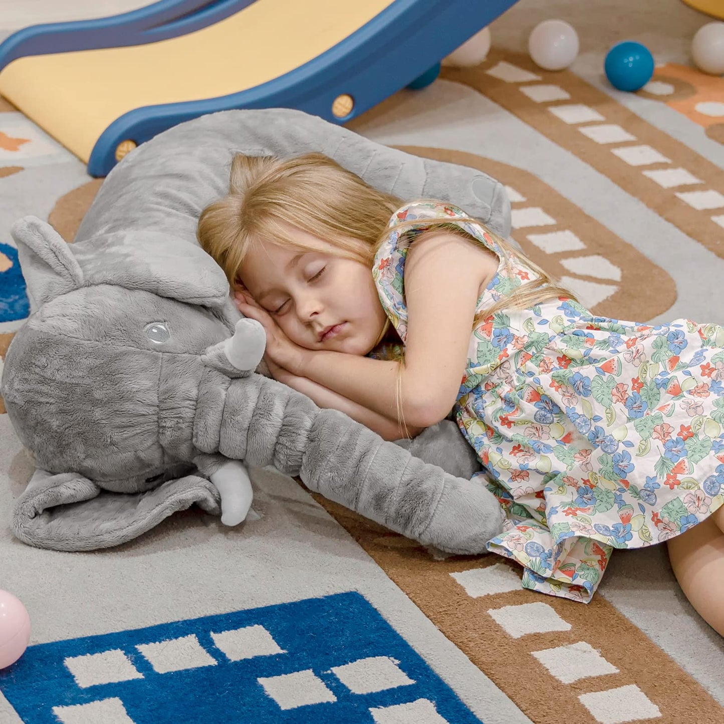 Homily Big Stuffed Elephant - Giant Plush Toy for Kids, 24 Inch, Grey Cotton