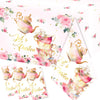 Dydamud Pink Floral Tea Party Tablecloth,Girls Tea Party Birthday Supplies 3Pcs Lets Partea Spring Disposable Table Cover For Pa