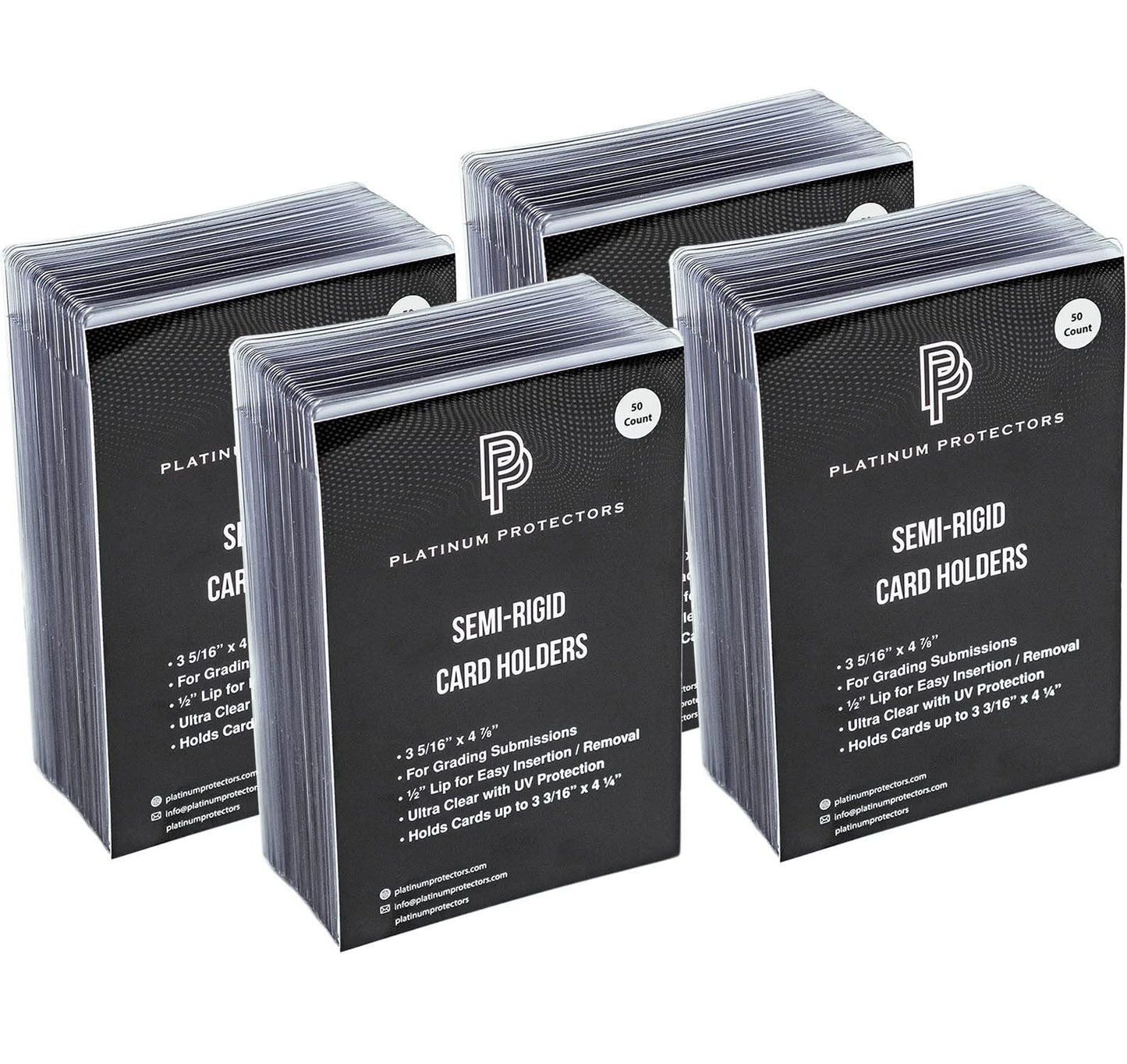 Platinum Protectors Semi-Rigid Card Holders For Graded Card Submissions For Standard Trading Cards (200 Pack)