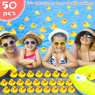 Gadiedie Rubber Duck 50 Pack Mini Rubber Ducky Float Ducks Baby Bath Toy, Great For Jeep Ducking, Shower, Birthday Party, Carnival Game Gift(1.6'X 1.5' X 1.2')