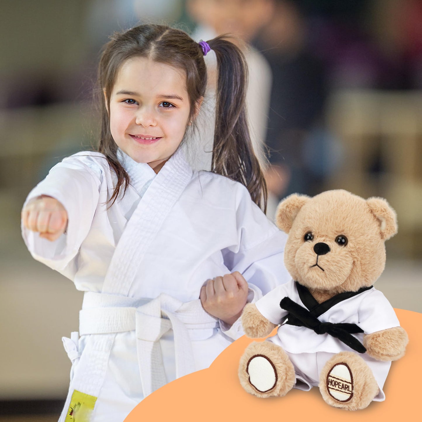 Hopearl Taekwondo Bear Karate Stuffed Animal Toy With Detachable Taekwondo Uniform And 6 Alternative Color Belts 1-10Th Gup, Plu