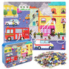 Lelemon 100 Pieces Jigsaw Puzzles In A Metal Box For Kids Age For 4-8 Boys Girls Toy Puzzles Fire Truck Ambulance Police Car Fireman Children Learning Educational Puzzles Toys