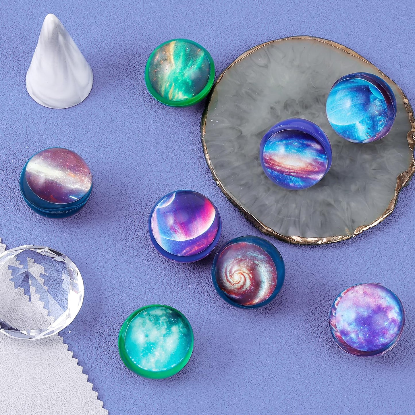 Pllieay 24PCS Multicolor Galaxy Bouncy Balls - 32mm Space Theme for Kids Party Favors and Christmas Gift Bag Filling