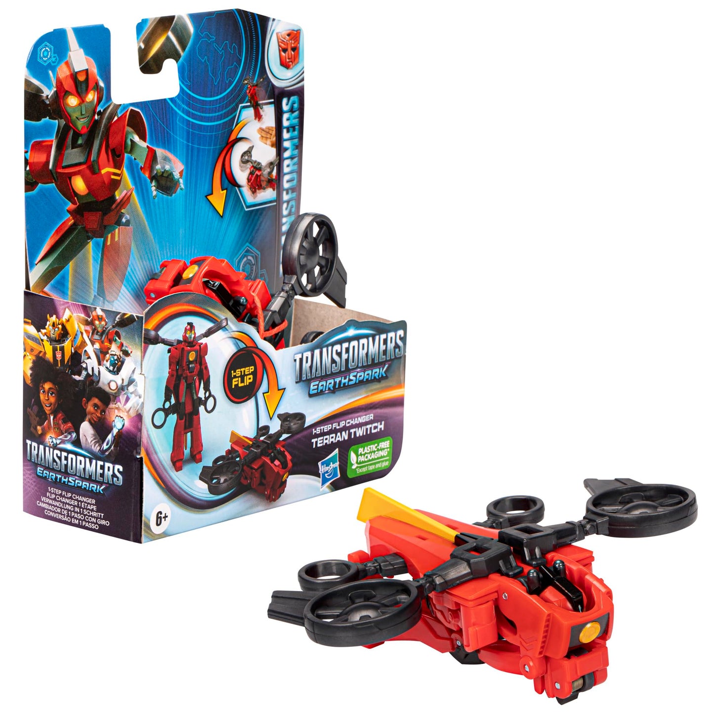 Transformers Earthspark 1-Step Flip Changer Terran Twitch, 4-Inch Action Figure, Converting Robot Toys For Kids, Easter Basket Stuffers, Ages 6+