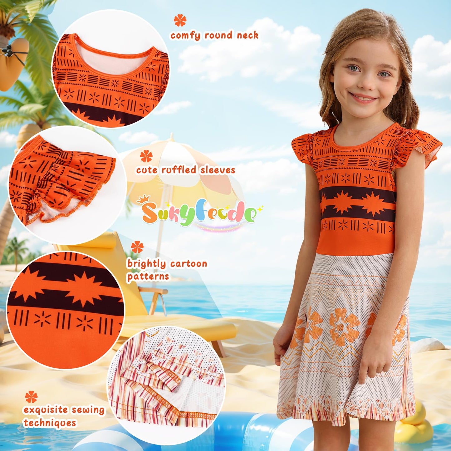 Sukyfecde Princess Dress Up For Girls Cosplay Costume Dresses Toddler Kids Birthday Outfits Halloween Role Play Clothes Size 7-8