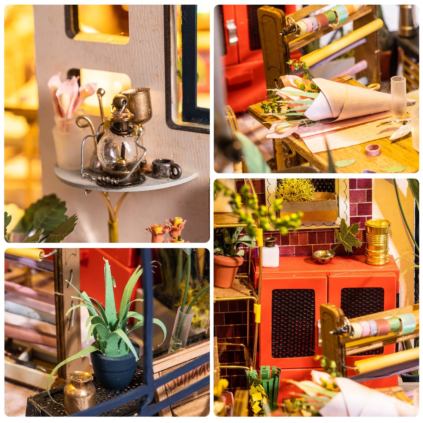 Robotime Diy Dollhouse Kit Mini House With Furnitures Accessories 1:24 Scale Craft Kit - Emily'S Flower Shop