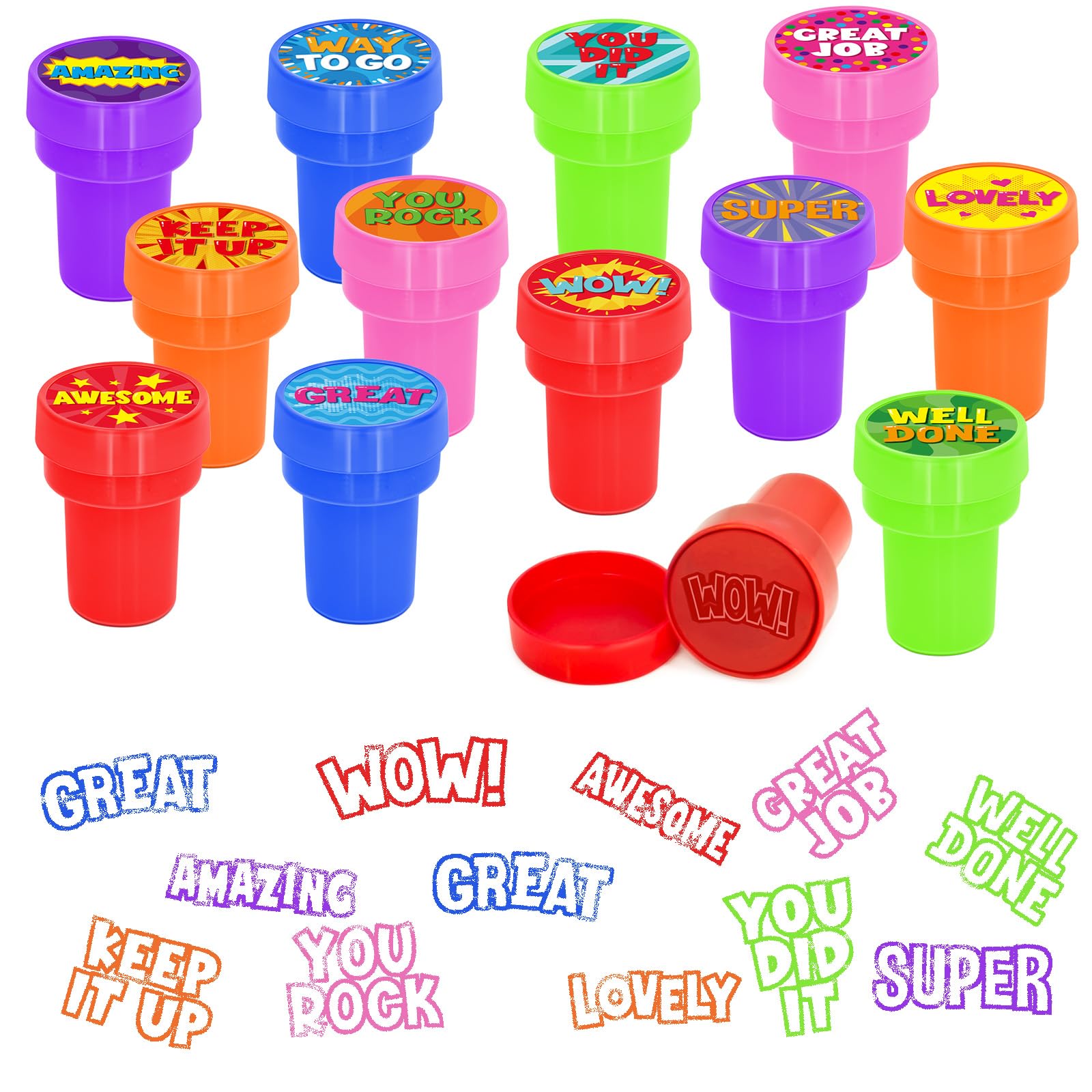Cinrobiye 24 Pcs Assorted School Stampers for Kids, Positive Reward Sticker Stamps, Back to School Teacher Supplies for Pinata,
