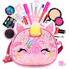 Hollyhi 25 Pcs Kids Makeup Kit for Girl, Washable Real Make Up Play Set with Unicorn Cosmetic Bag, Pretend Beauty Set Princess D
