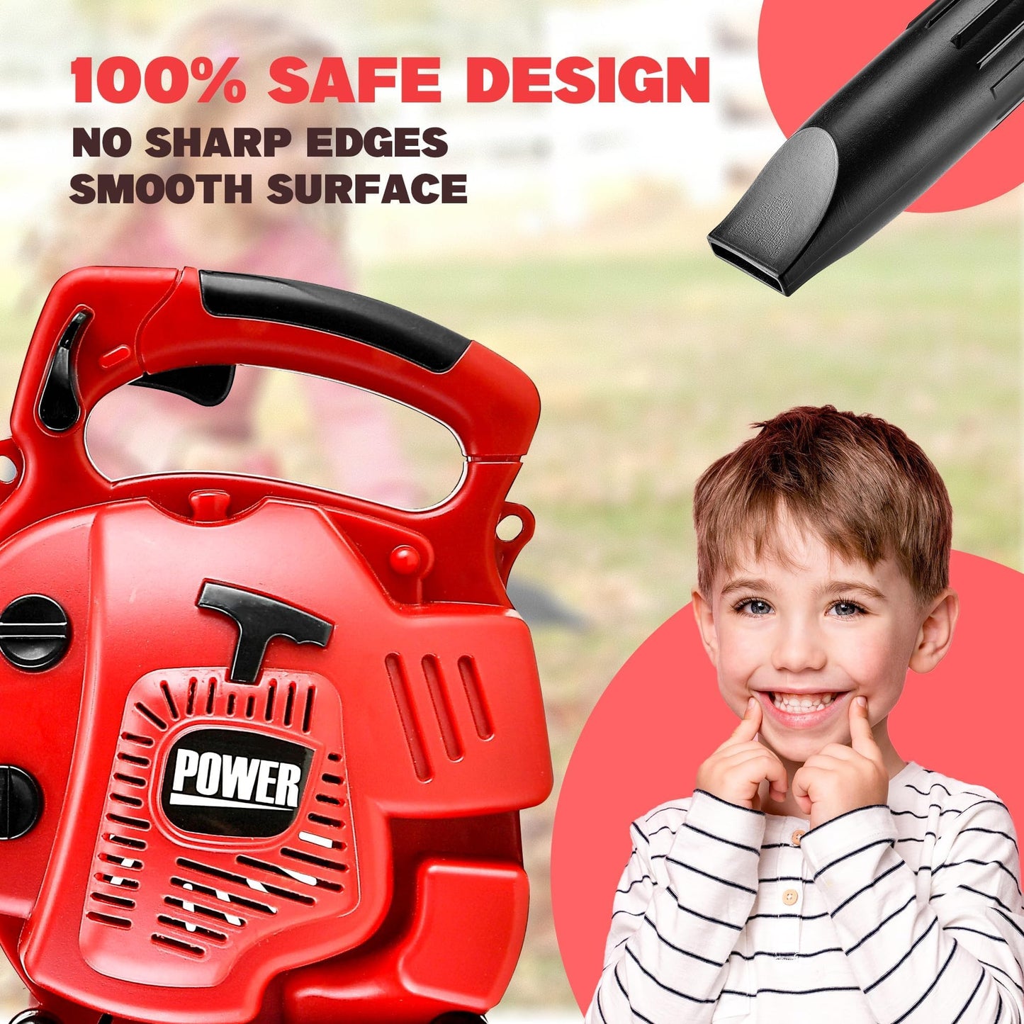 Bellochiddo Kids Leaf Blower - Pretend Play Series Outdoor Power Tool Toy Leaf Blower For Kids With Realistic Sounds And Wind, Gardening Tool Set