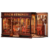 Book Nook Kit 3D Wooden PuzzleDIY Miniature House Kits for mature-themed and Teens Tiny House Building Kit Booknook Bookshelf Decor DIY Craft Gifts for Family and Friends & Music Lovers (Bach Strings)