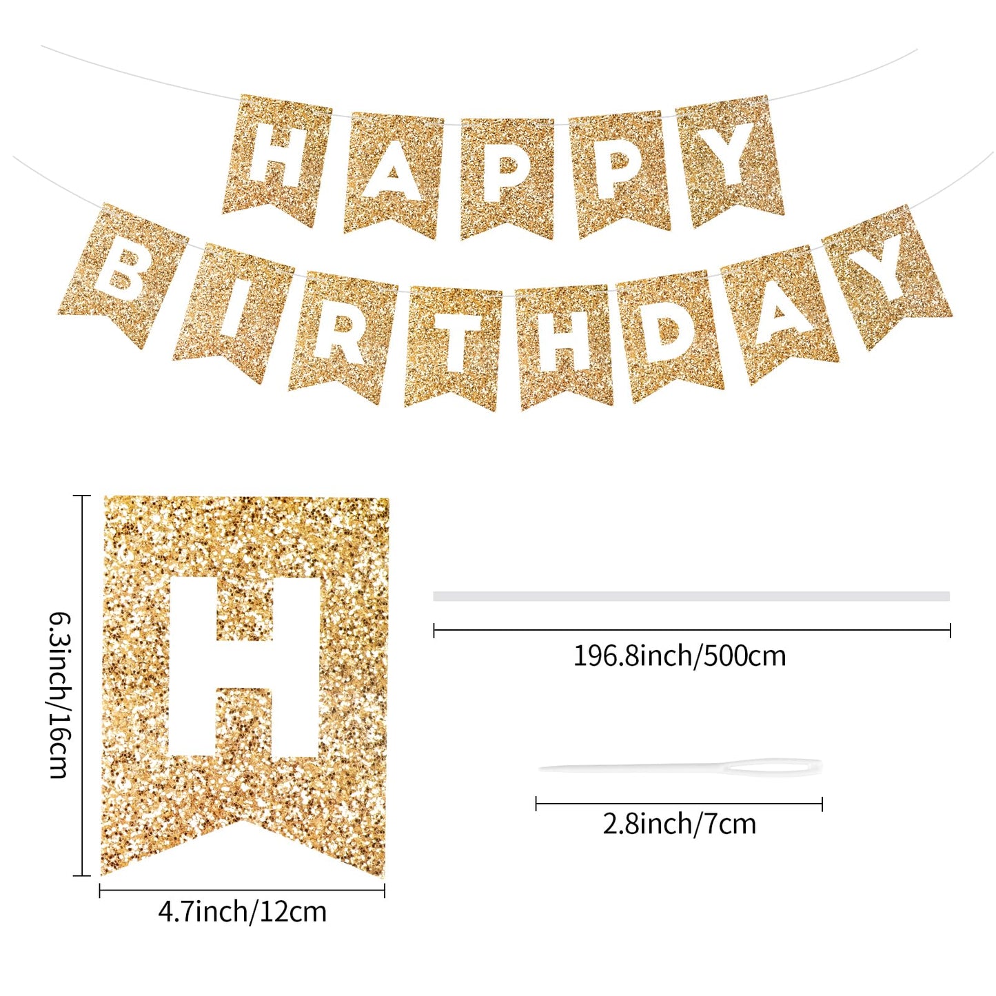 Hooqict Gold Happy Birthday Banner Sign For Backdrop Gold Happy Birthday Decorations For Women Men Kids 1St 2Nd 3Rd Party Supplies Wall Door Banner Garland Bunting Flag
