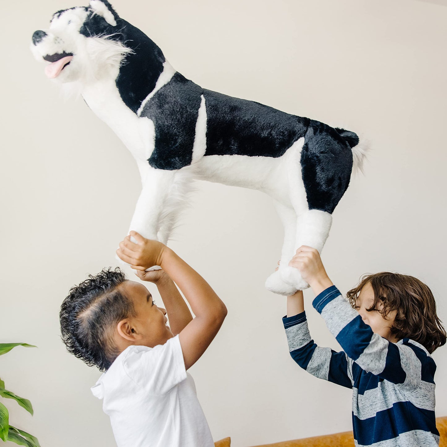 Melissa & Doug Giant Siberian Husky Stuffed Animal - Lifelike Over 2 Feet Tall, Black & White, Model 2111, Polyester