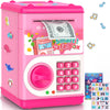 Pink Piggy Bank For Kids With Password Code Lock And Auto Grab Bill Slot, Philaeec Real Money Cash Coin Can Saving Box Electroni