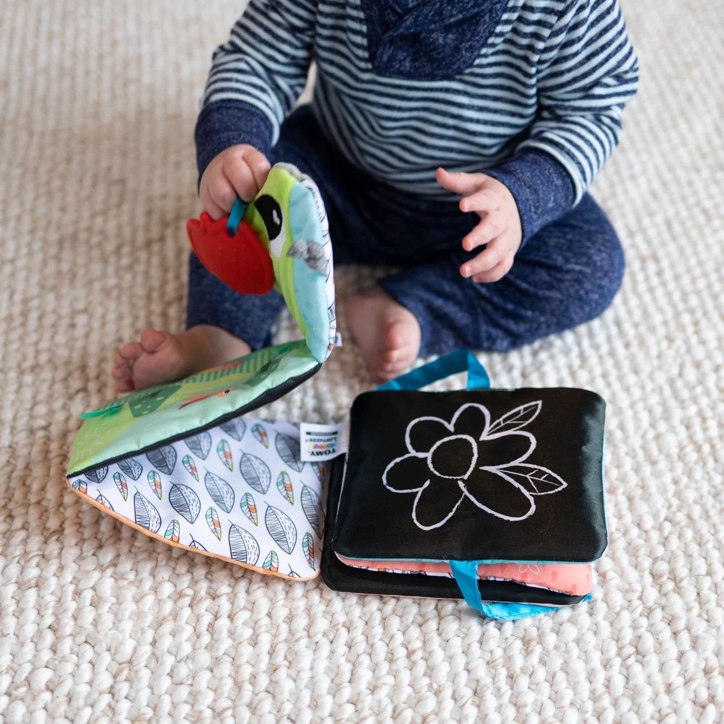 Lamaze Colorful Journey Caterpillar High Contrast Baby Book - Soft Fabric Baby Sensory Books - Includes Chewy Apple For Teething Babies - Baby Sensory Toys Ages 6 Months And Up