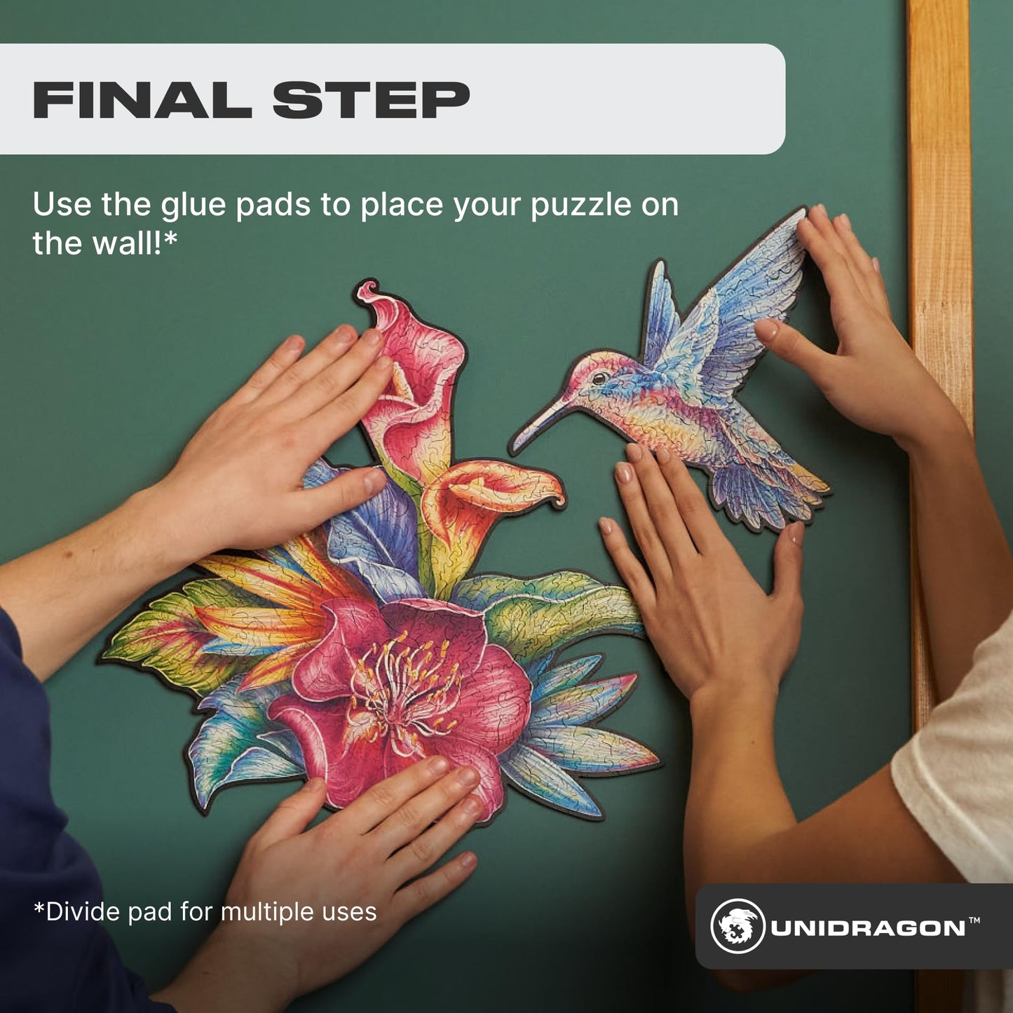 Unidragon Original Jigsaw Puzzle Saver, Wall Art Mounting System To Display Completed Boards, Includes Cardboard Base, Stickers, 3 Sheets Adhesive Labels, Patches & Instructions - For Ks, S & M Size