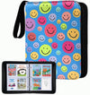 Thisness Yoto Card Binder Case, 120 Cards Capacity, Blue Smile Zipper Organizer for Yoto Player & Mini Cards