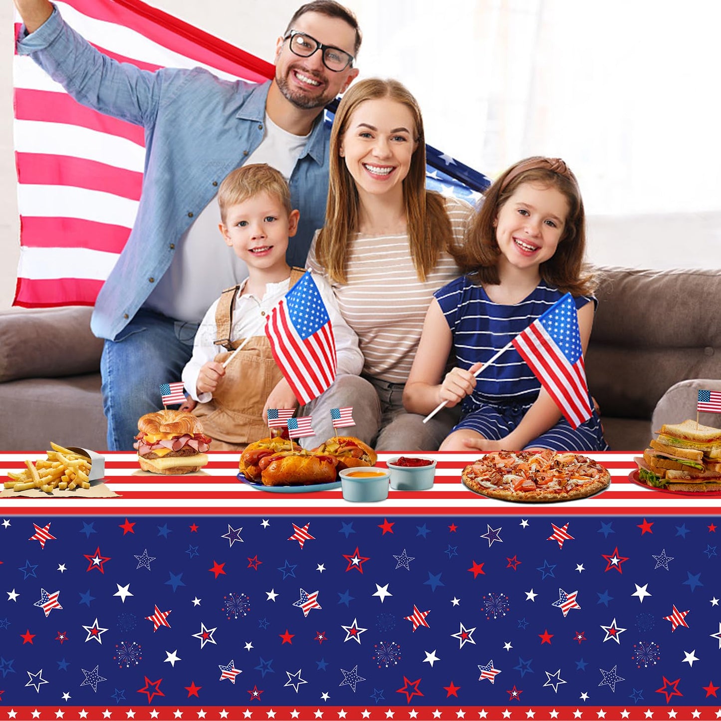 4 Pack Patriotic Tablecloth 4Th Of July Tablecloth Patriotic Decorations American Flag Party Table Cloth Patriotic Themed Party