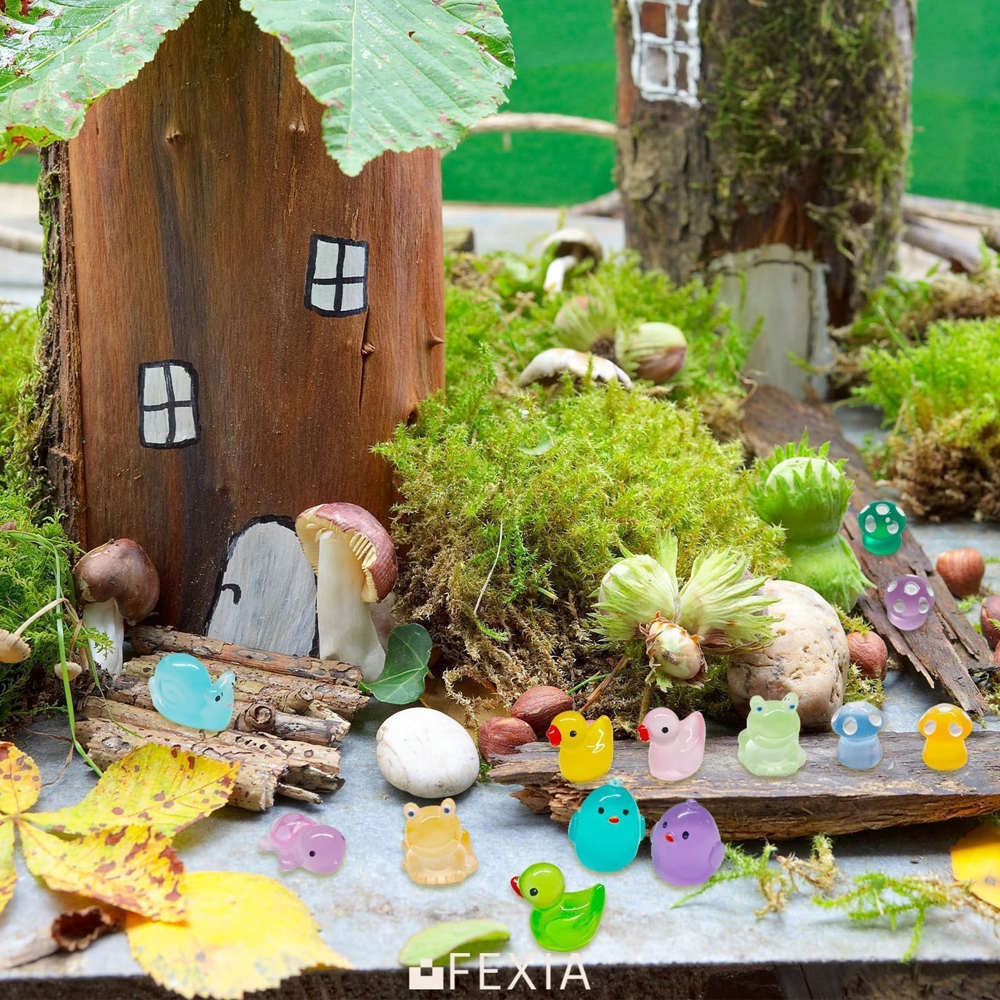 Fexia 100Pcs Mini Resin Ducks 6 Types Bulk To Hide Luminous Mini Animals Glow In The Dark For Diy Garden Dollhouse Combination S