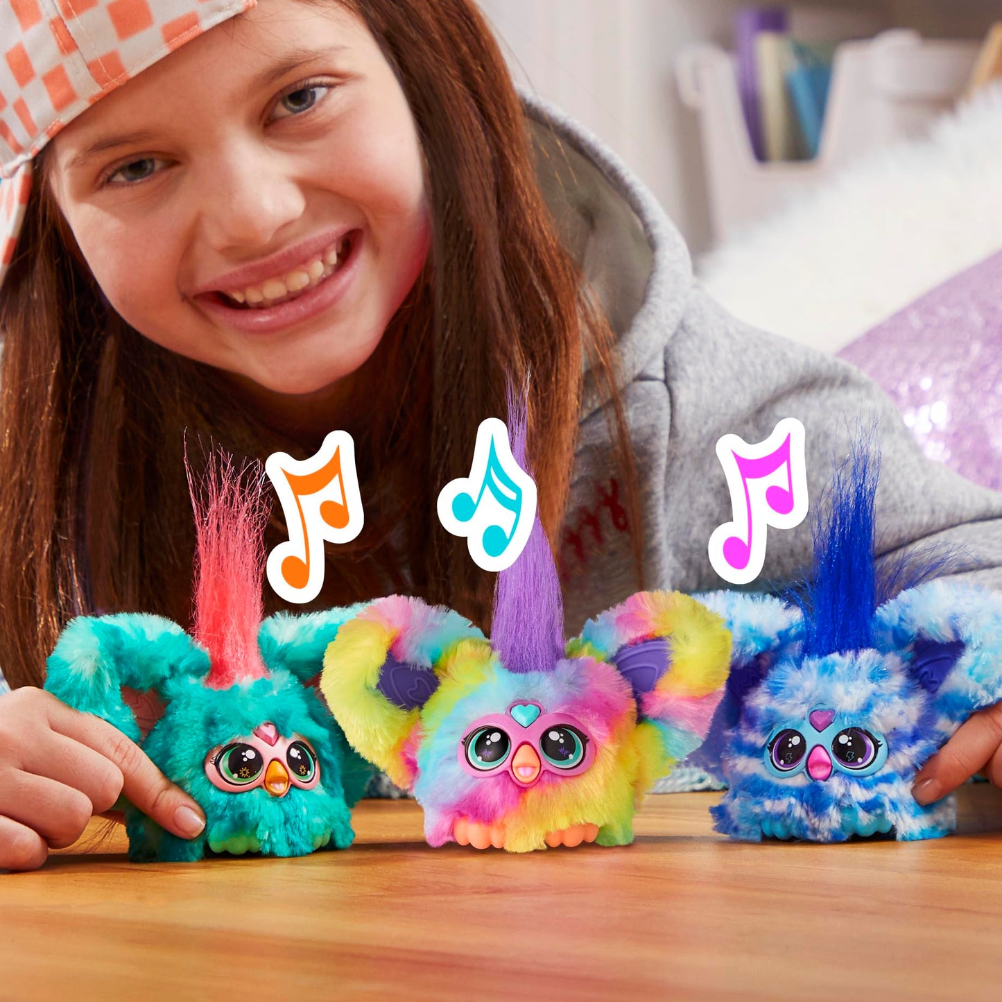 Furby Furblets Mello-Nee Mini Friend, Summer Chill Music, Speaks Only Furbish, Electronic Plush Toys For Girls & Boys, Interactive Pets, Watermelon Red & Green, Easter Basket Stuffers, 6+