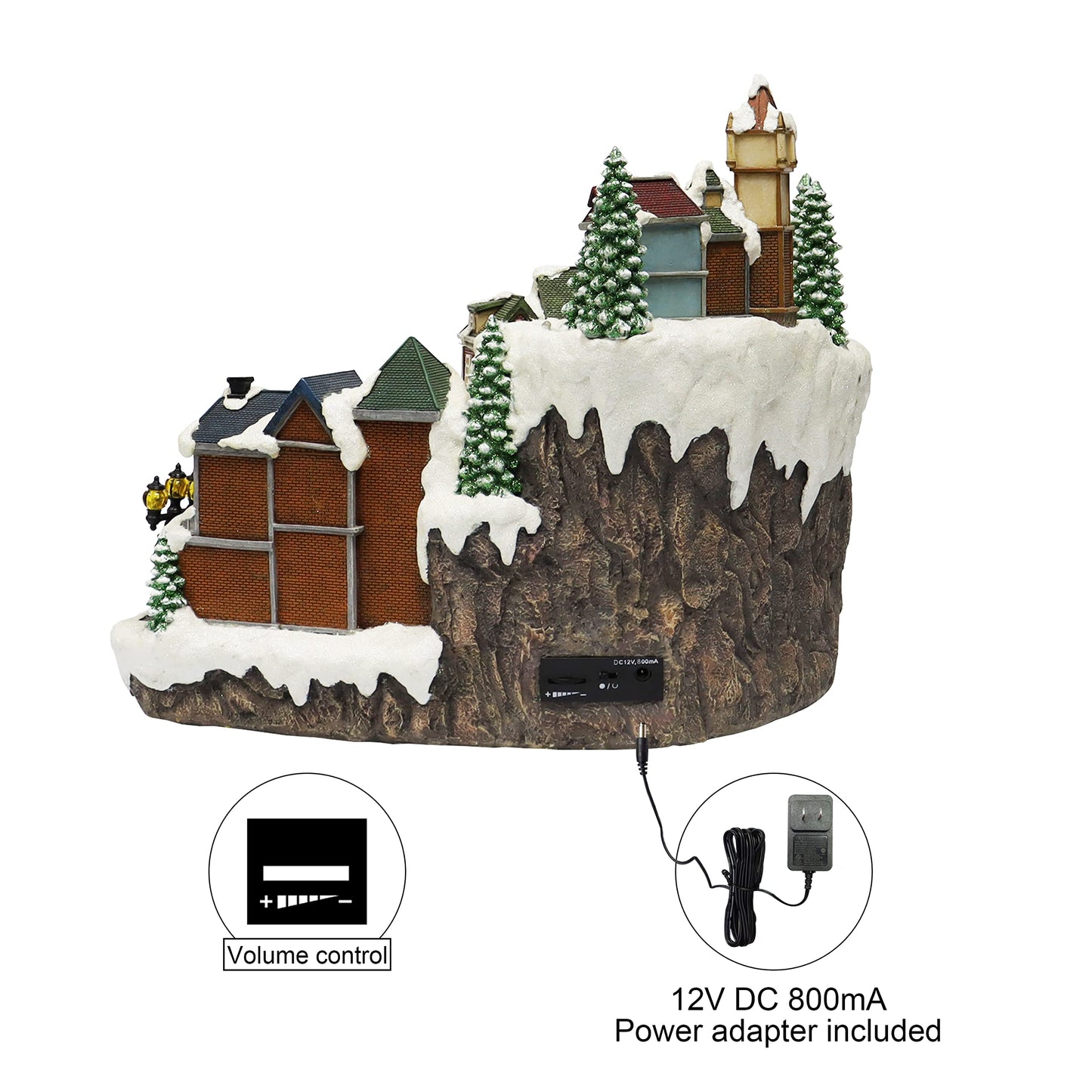 MOMENTS IN TIME Christmas Village Centerpiece Decor with LED Lights, Rotating Train, and Animation - NM-X17045AA