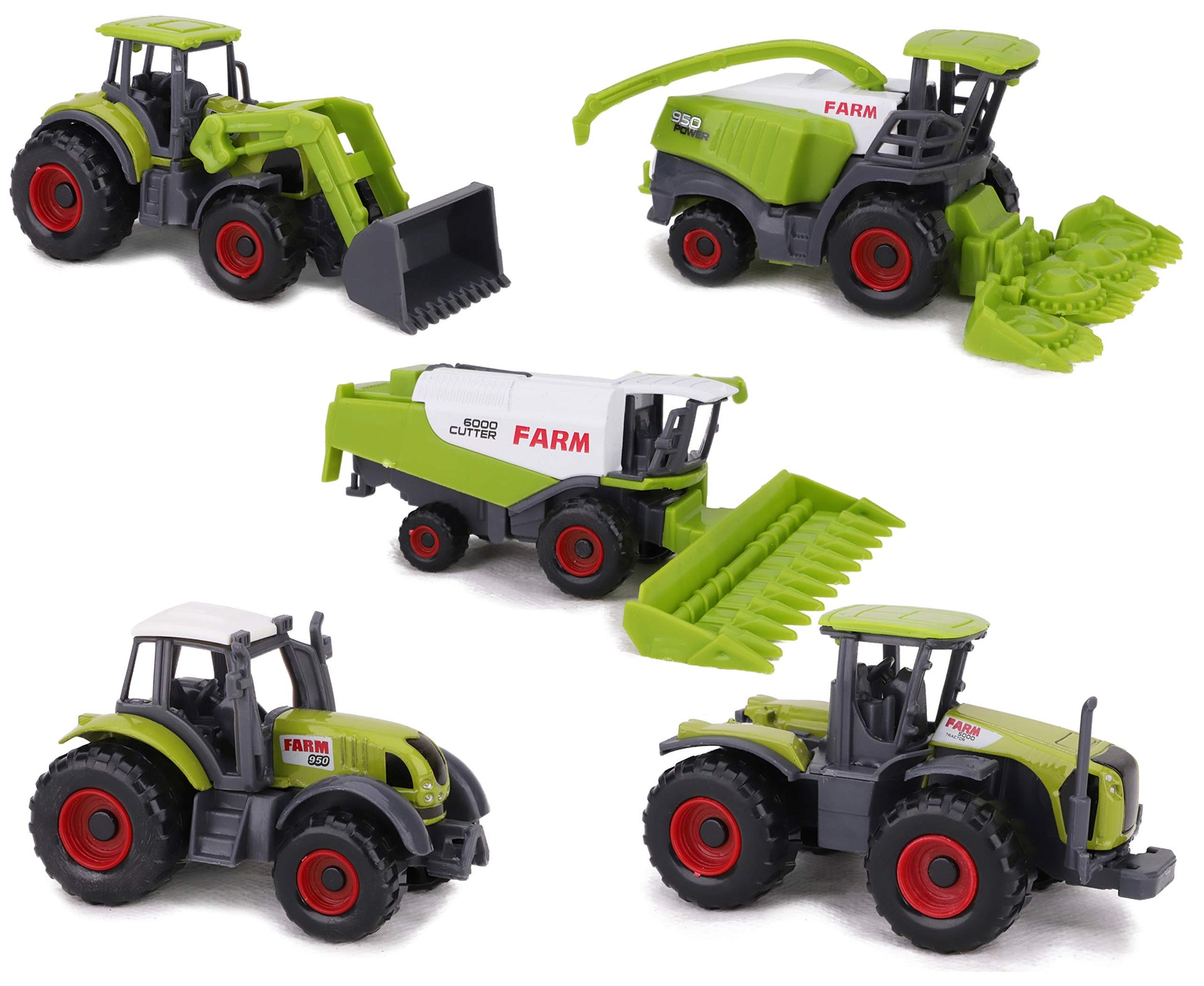Toyland Set Of 5 Green Die Cast Metal Farm Machinery Toys - Approx 4.5Cm Each - Includes Tractors,Combine Harvesters & More!