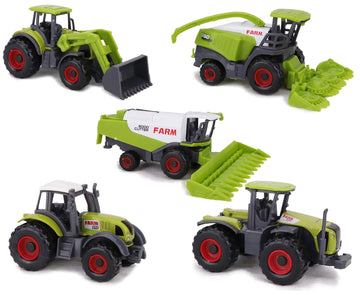 Toyland Set Of 5 Green Die Cast Metal Farm Machinery Toys - Approx 4.5Cm Each - Includes Tractors,Combine Harvesters & More!