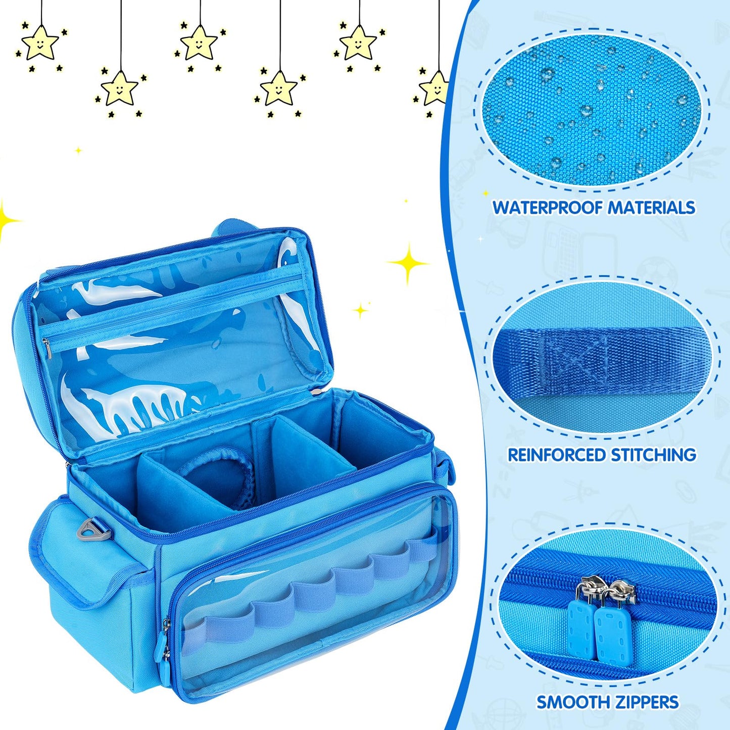 Jaffzora Carrying Case Compatible with Toniebox Starter Set Cute Storage Bag Fits for Tonies Figures Characters Tonies Headphones & Accessories Blue(Bag Only)